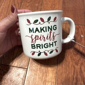 Festive White Mug with Holiday Design “Making Spirits Bright”